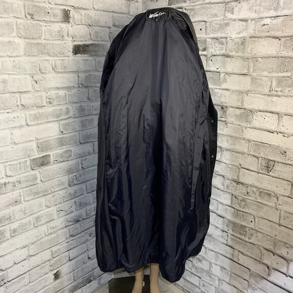 Vintage 80s 90s Leather Suede Trench Coat Long Medium Black Maxi Retro Overcoat - Picture 10 of 16